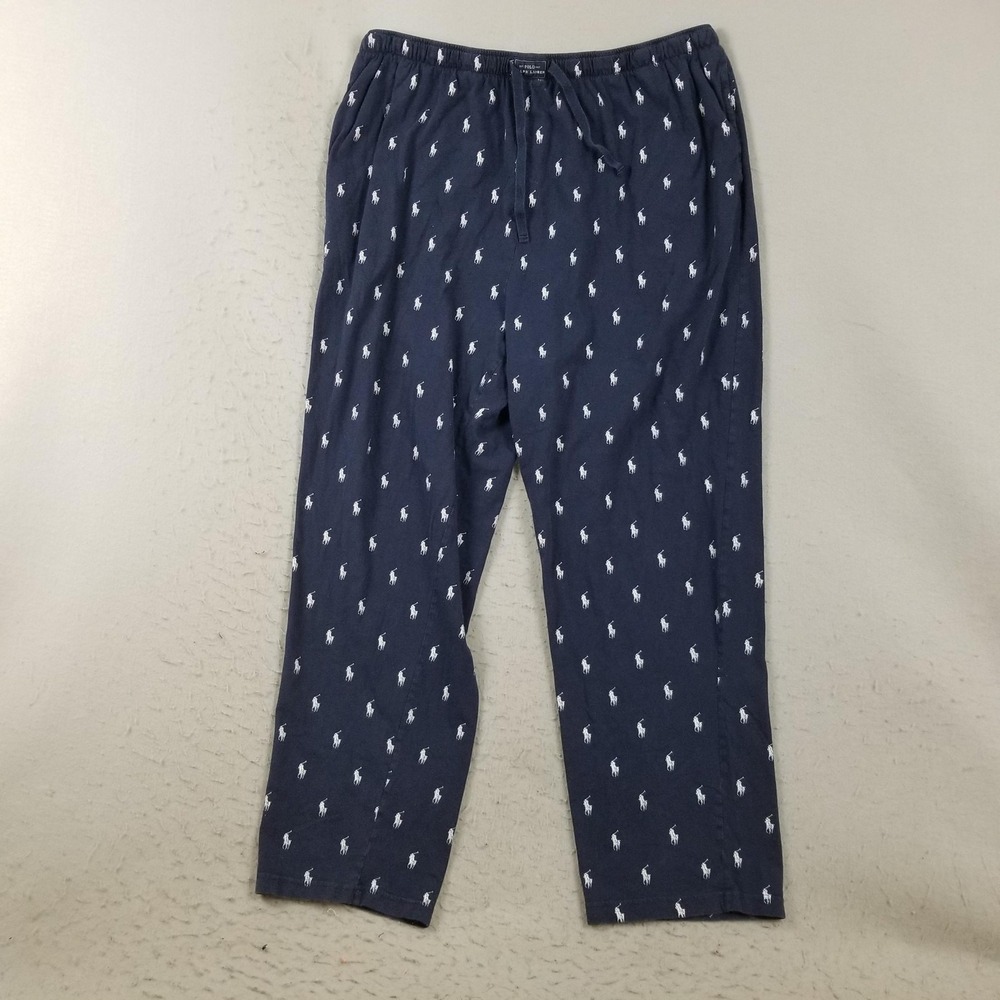 Polo Ralph Lauren Pajama Pants Mens 3XLT Blue Logo Print Lounge Sleepwear